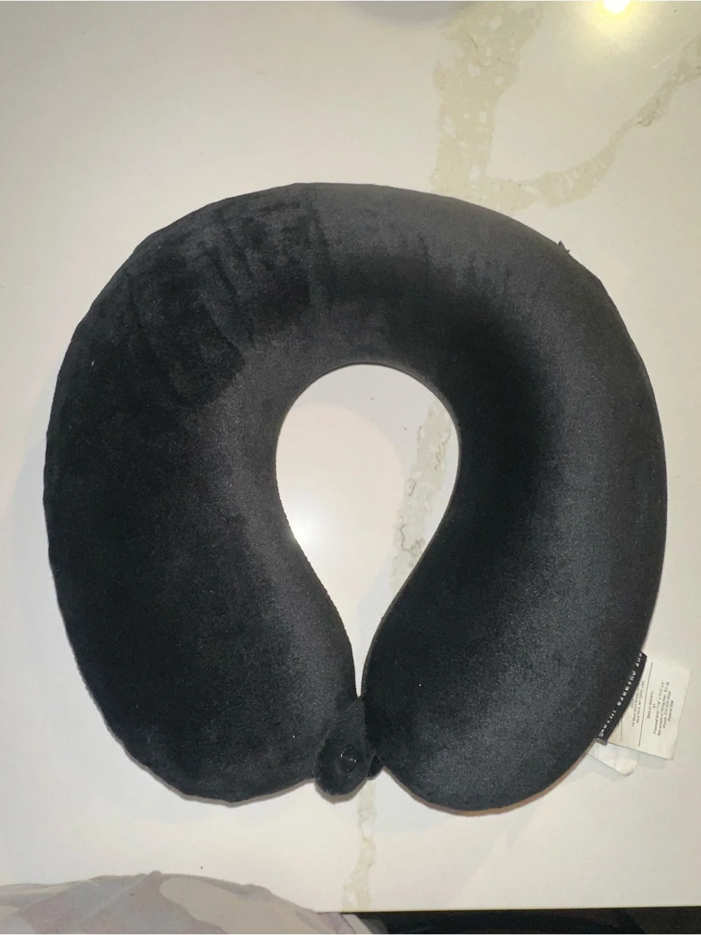 Plush Black U-Shaped Travel Neck Pillow